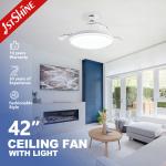 Retractable Smart LED Ceiling Fan Light , Quiet DC Motor Fan Light for sale