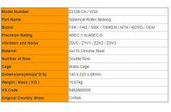 China High Precision Double Row Spherical Roller Bearing 23128 CA / W33 supplier