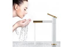 China Single Handle Brushed Brass Sanitary Ware Faucet For Bathroom Basin supplier