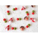 Custom Color Christmas Felt Balls Christmas Elk Pattern With White Cotton Rope for sale