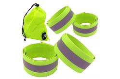 China Custom Reflective Armbands For Walking Cycling Runners Green Adjustable Strips Elastic Jogging supplier