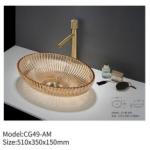 93% Light Refraction Crystal Glass Wash Basin Modern Luxury Italy Style For Bathroom for sale