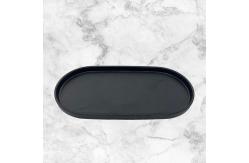 China Matte Black 11 Inch Melamine Salad Plate Dinnerware Oval Shape Plates supplier