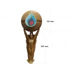 Shiny Gold Plated Custom Trophy Cup With The Statue Holding The Ball Design