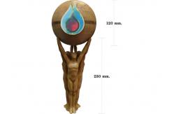 China Shiny Gold Plated Custom Trophy Cup With The Statue Holding The Ball Design supplier