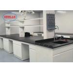 White Laboratory Instrument Table With Black Phenolic Resin Countertop In Chemistry Lab for sale