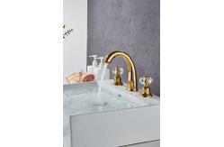 China Electroplate Double Handle Rose Gold Wash Basin Faucet supplier