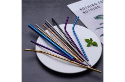 China Wholesale Custom Logo Eco Friendly Reusable 304 Stainless Steel Metal Cocktail Boba Drinking Straw Set With Brush And Bag supplier