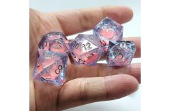 China Pink Flow Sand Blue Crystal Resin Dice Multi Sided Handmade supplier