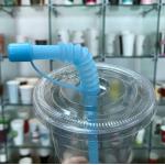 100-Pack Clear Plastic Round Cup Lids with Custom Logo for sale