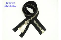 China Bright 22 Inch Dual Separating Parka Zipper , Light Gold Teeth Reversible Separating Zipper supplier