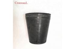 China Durable Injection Molded 0.5L HDPE Plastic Flower Pot Black 9cm Top Diameter supplier