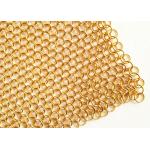 2MM Dia 20mm OD Golden Color Metal Ring Mesh Fabric For Hotel Metallic Curtain for sale