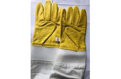 China Durable Yellow Sheepskin Beekeeping gloves with white soft ventilated part, white elastic cuff supplier