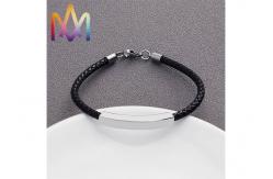 China 8g Arc Shaped Mens Custom Engraved Leather Bracelets supplier
