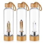 18oz 550ml Quartz Crystal Water Infuser Bottle with Bamboo Lid