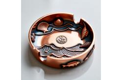 China Custom Antique Copper Metallic Ashtray With Oceanic Design Stylish Durable supplier