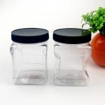 125mm Height 650ML Square Plastic Food Jars With Screw Cap for sale