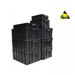 Esd Container Permanent Antistatic Black Esd Plastic Electronic Tote Conductive Carrying Caseesd Storage Box With Lid for sale