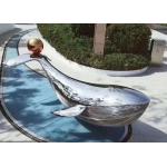 Modern Outdoor Art Whale Stainless Steel Sculpture Public Street Art Polished for sale