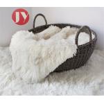 High Pile Knitted Short Plush Material , White Patterned Plush Fabric 45mm Pile Baby Photography for sale