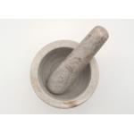 Round Stone Mortar And Pestle , Marble Bowl With Grinder Handcrafts