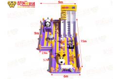 China Animals Theme Park Playground Inflatable Jumping Castle With Two Slides supplier