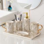 Modern Sanitary Equipment Ceramic Soap Dispenser Set Round Shape for sale