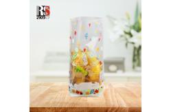 China Food Packaging Stand Up Pouch With Cross Block Bottom And Cellophane Clear Treat supplier