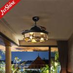 42 Inch Black Retractable Ceiling Fan With Light Remote Control