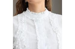 China Button Down Shorts And Blouse Set Long Puff Sleeve OEM Service supplier