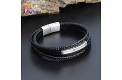 China Hypoallergenic 65MM Engraved Mens Leather Bracelets supplier