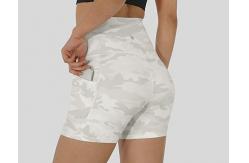 China Women High Waist Tie Dye Camo Print Shorts With Side Pocket Workout Yoga Shorts supplier