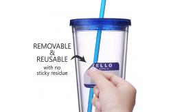 China 450ML Transparent Double Wall Plastic Drinking Tumblers Beverage Cup With Straw And Lid supplier