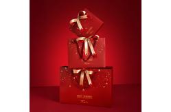 China Customized Printed Red Christmas Paper Bags with Ribbon Bow supplier
