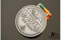 China Personalized Dragon Engraved Medals Antique Silver Plated With Woven Ribbon Medailles supplier