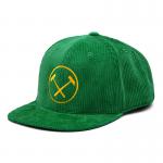 Unisex 6 Panel Snapback Hat Green Customizable Color Corduroy Fabric for sale