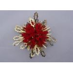 Professional 3.5 Red Velvet Fancy Holly Confetti Sticker Bow with Flocked ribbon