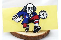 China Custom Silicone Labels Cartoon Garment Patches Old Man Playing Basketball Pattern supplier