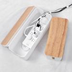 Plastic White Bamboo Style Cable Management Box Multifunction for sale