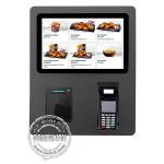 Black Wall Mount Self Service Touch Screen Kiosk 15.6'' With POS Holder And Thermal Printer for sale