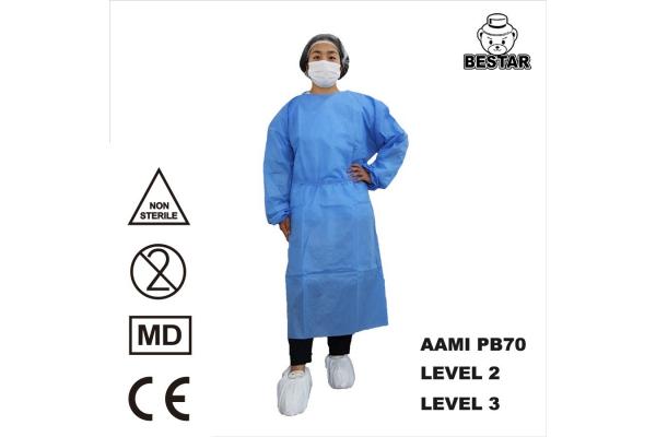 Blue Disposable Lab Coat SPP Disposable Lab Gown Jacket With Elastic Cuff