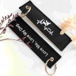 Embroidered Pet Keychain Set - Love Me, Love My Dog Heartbeat Design & Durable Metal Ring - Perfect Gift for Dog Lovers​ for sale