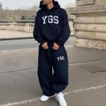 Custom Causal Sweat Suit Embroidery Logo Oversized Pullover Loose Hoodies Sweatpants Jogger Streetwear Hoodie and Sweatpants Set for sale