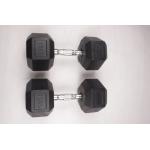 Black Gym Workout Accessories Fixed Rubber Coated Hex Dumbbell For Body Building for sale