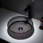Modern Glass Vessel Basins Transparent Clear Bathroom Sink Clear Diamond Crystal for sale