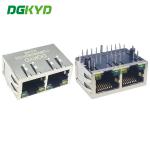 DGKYD112B096DB2A1D3 Dual Port RJ45 Connector With Light Shield 8P8C for sale