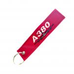 Custom Aircraft Key Tags | A380 Embroidered Logo, Crisp White Stitching, Corporate Branding Gifts for sale