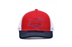 China Customizable 6 Panel Trucker Cap Pre Curved Visor Logo Embroidery supplier