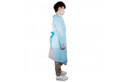 China Medical Disposable CPE Isolation CPE Gown With Apron Style Neck And Thumb Cuffs supplier